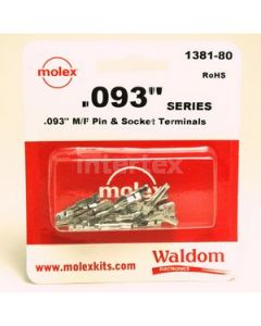 Waldom 1381-80, .093" Molex Pin & Socket M/F Terminals,22-18 AWG,10 ea