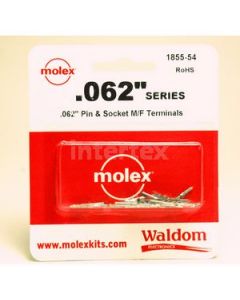 Waldom 1855-54, .062" Molex Pin & Socket M/F Terminals,30-24 AWG,10 ea