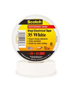 3M Scotch 35, Color Coded, Vinyl Electrical Tape, White, 3/4" x 66'