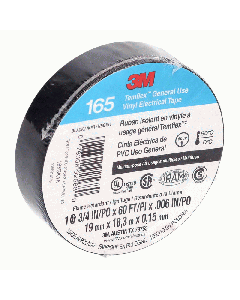 3M 165 Black Vinyl Electrical Tape - .75 Inch x 60 Feet