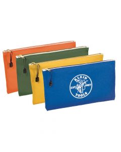 Klein Tools 5140  Zipper Bags, Canvas Tool Pouches Olive/Orange/Blue/Yellow, 4-Pack