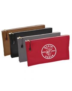 Klein Tools 5141  Zipper Bags, Canvas Tool Pouches Brown/Black/Gray/Red, 4-Pack