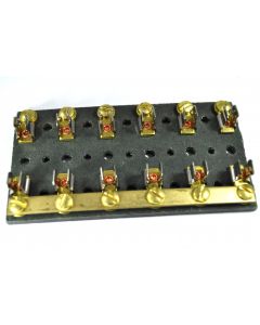 Cole Hersee M-641-01 6-Gang  Glass Fuse Block with Common Brass Hot Feed