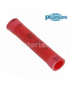 Philmore 65-1830C Nylon Ins. Butt Connectors 22-18 AWG Red 100PK