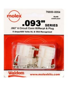 Waldom 76650-0054, .093" Molex Plug, Receptacle & Contacts , 6 CKT