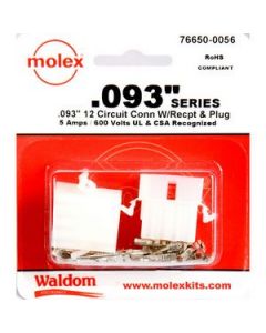 Waldom 76650-0056, .093" Molex Plug, Receptacle & Contacts, 12 CKT