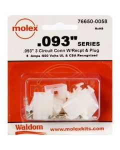 Waldom 76650-0058, .093" Molex Plug, Receptacle & Contacts, 3 CKT