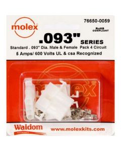 Waldom 76650-0059, .093" Molex Plug, Receptacle & Contacts, 4 CKT