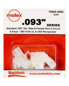 Waldom 76650-0060, .093" Molex Plug, Receptacle & Contacts, 2 Circuit 3 Sets.