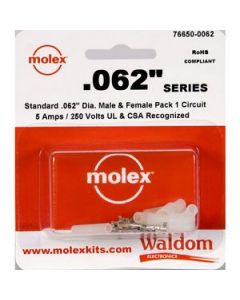 Waldom 76650-0062, .062" Molex Plug, Receptacle & Contacts, 1 CKT