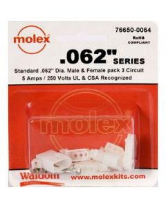Waldom 76650-0064, .062" Molex Plug, Receptacle & Contacts, 3 CKT