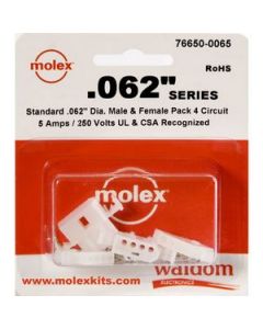 Waldom 76650-0065, .062" Molex Plug, Receptacle & Contacts, 4 CKT