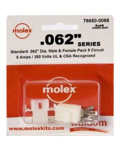 Waldom 76650-0068, .062" Molex Plug, Receptacle & Contacts, 9 CKT