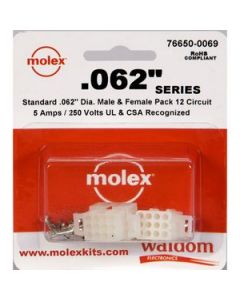 Waldom 76650-0069, .062" Molex Plug, Receptacle & Contacts, 12 CKT