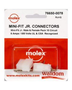 Waldom 76650-0078, Molex Mini Fit Jr. Plug & Receptacle, 10 Circuit