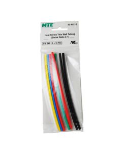 NTE  HS-ASST-5  Heat Shrink Assorted Thin Wall Colors 6 In Length 1/8 In Diameter 10 Pieces Total                   