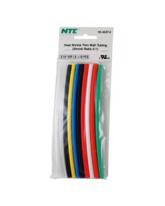 NTE  HS-ASST-6  Heat Shrink Assorted Thin Wall Colors 6 In Length 3/16 In Diameter 10 Pieces Total                  
