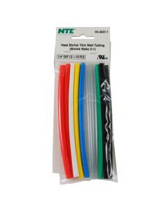 NTE  HS-ASST-7  Heat Shrink Assorted Thin Wall Colors 6 In Length 1/4 In Diameter 10 Pieces Total                   