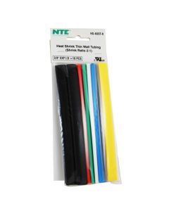 NTE  HS-ASST-8  Heat Shrink Assorted Thin Wall Colors 6 In Length 3/8 In Diameter 10 Pieces Total                   