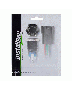 Install Bay IBRBSG16 16MM Black Round Green LED Switch With Harness