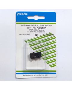 Philmore 30-2500 Sub Min Snap Action Switch, SPDT 5A@125V, Pin Plunger OMRON SS-5