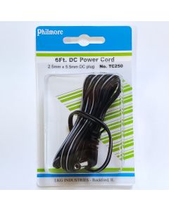 Philmore TC250 DC Coaxial Plug Power Cord RA 5.5mm x 2.5mm 24 AWG 6ft