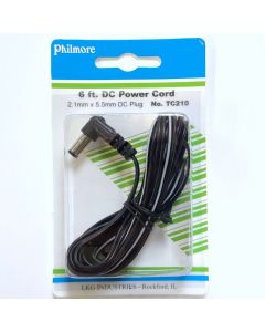 Philmore TC210 DC Coaxial Plug Power Cord RA 5.5mm x 2.1mm 24 AWG 6ft