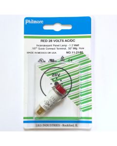 Philmore 11-2180 Incandescent Lamp 28V with 0.187" QC Tabs .50" - Red