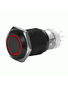 Install Bay MIBRBSR16 16mm Black Round Switch MOM W/Latch & Harness Red