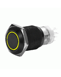 Install Bay MIBRBSY16 16mm Black Round Switch MOM W/Latch & Harness Yellow