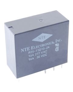 NTE R25-11D10-12, PC Board Mount Epoxy Sealed Relay, 12 VDC DPDT, 10A