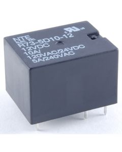 NTE R73-5D10-24, Subminiature PC Board Mount Relay, 24 VDC SPDT, 10A