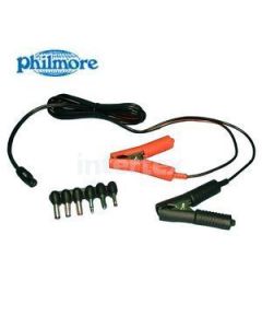 Philmore 48-460 Color Coded Battery Clips to Two Pin DC Socket