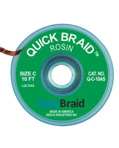 Easy Braid  Q-C-10AS  Quick Braid Solder Wick 0.075" W  X 10' L Green