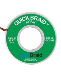 Easy Braid  Q-C-25AS  Quick Braid Solder Wick 0.075 W X 25' L Green