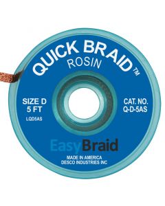 Easy Braid  Q-D-5AS Quick Braid Solder Wick 0.100" W X 5' L Blue