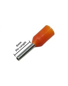 SIWF008-C  22 AWG (6mm Pin) Insulated Ferrules - Orange 100 Pack