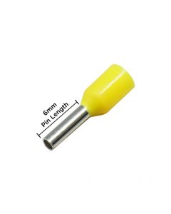 SIWF014-C  18AWG (6mm Pin) Insulated Ferrules - Yellow 100 Pack