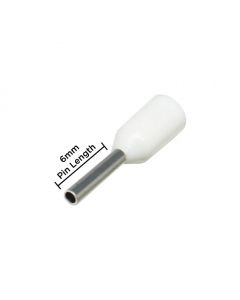 SIWF029-C  20 AWG (6mm Pin) Insulated Ferrules - White 100 Pack