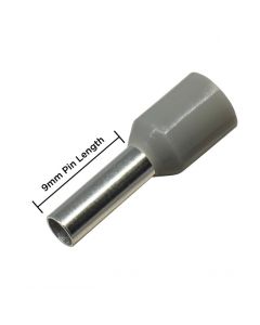 SIWF035-C  12 AWG (9mm Pin) Insulated Ferrules - Gray 100 Pack