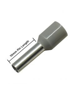 SIWF036-C  12 AWG (10mm Pin) Insulated Ferrules - Gray 100 Pack