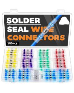 180Pcs Solder Seal Wire Connectors - Heat Shrink Butt Connectors Kit