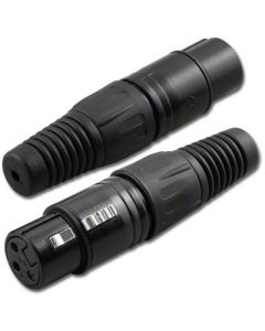 Pan Pacific XCF-3SBK 3 Pin XLR Mic Connector Female with Strain Relief Black Shell