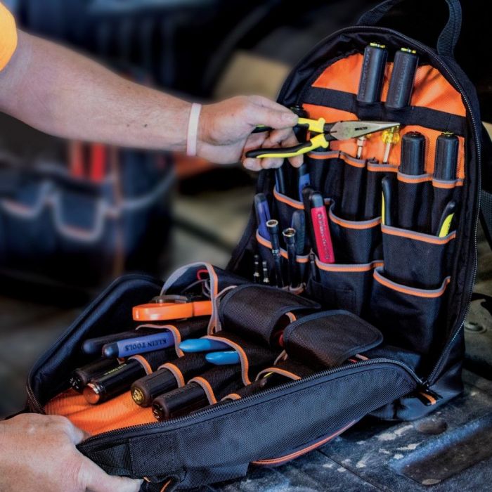 Klein Tools 55475 Tradesman Pro™ Tool Bag Backpack, 35 Pockets, Black,  17.5-Inch
