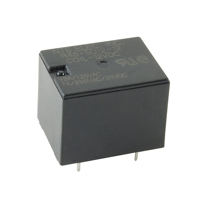 NTE R46-5D12-12, Sealed Low Profile Relay, 12 VDC SPDT, 12A